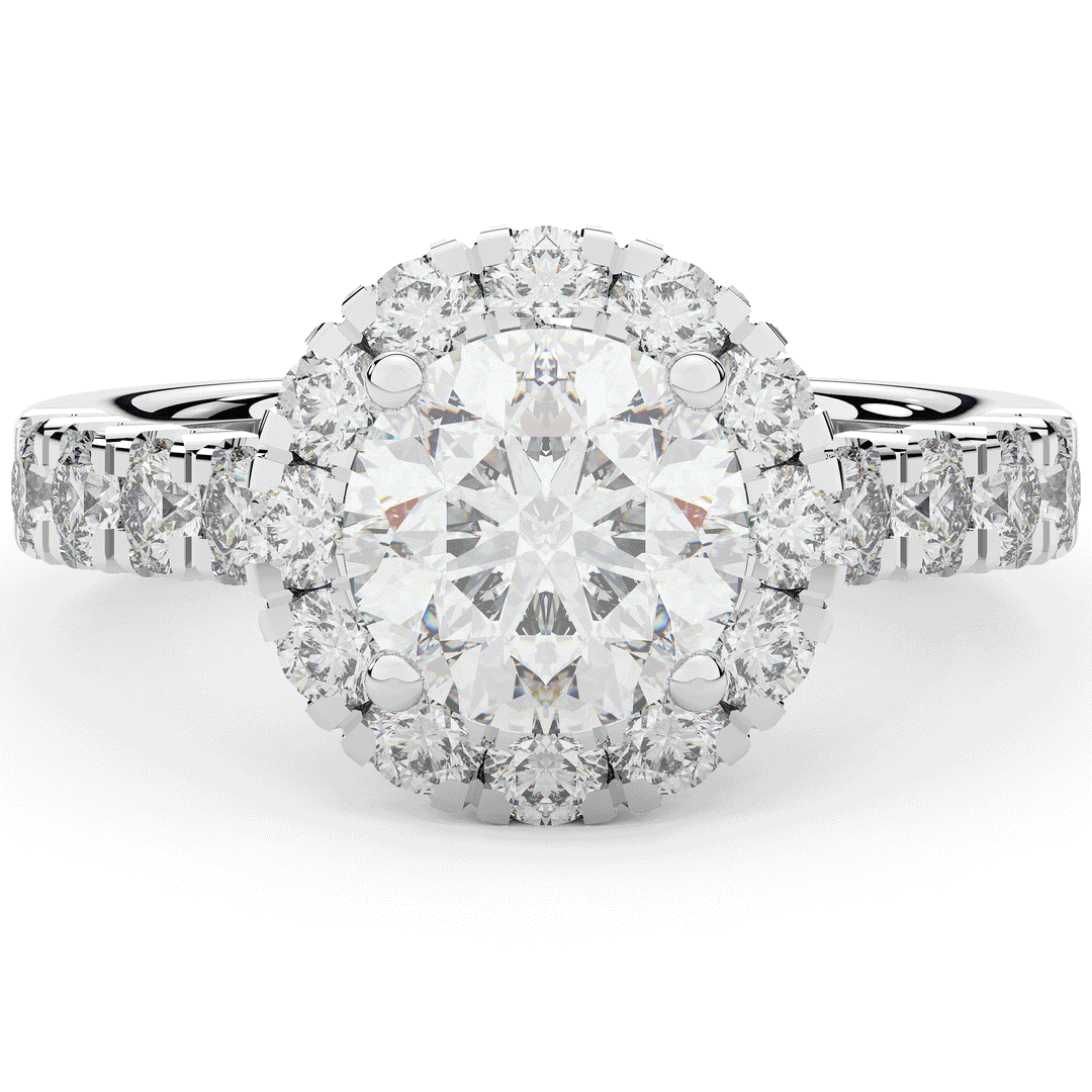 3.50CT.TW ROUND LAB DIAMOND HALO ENGAGEMENT RING - Nazarelle
