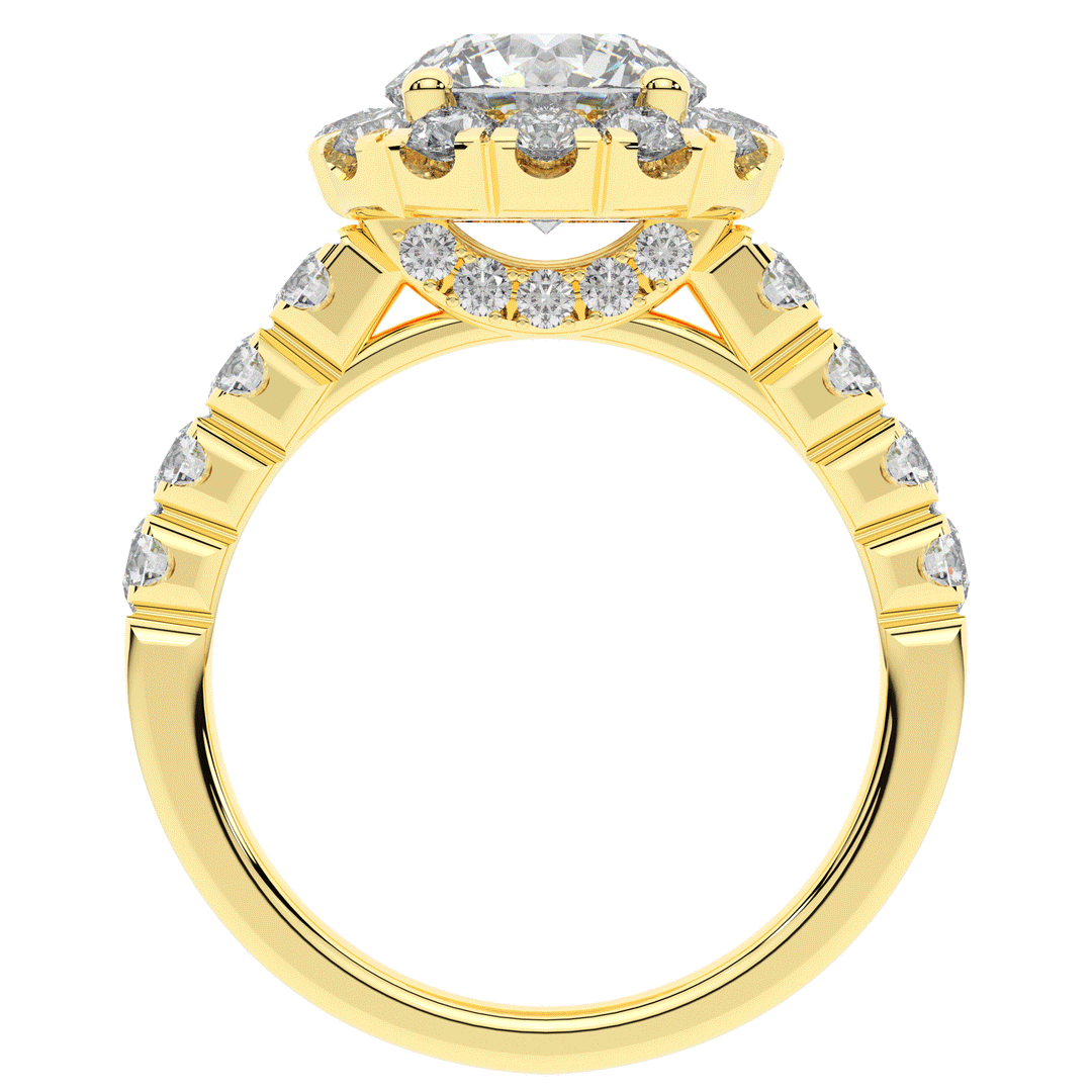 3.50CT.TW ROUND LAB DIAMOND HALO ENGAGEMENT RING - Nazarelle