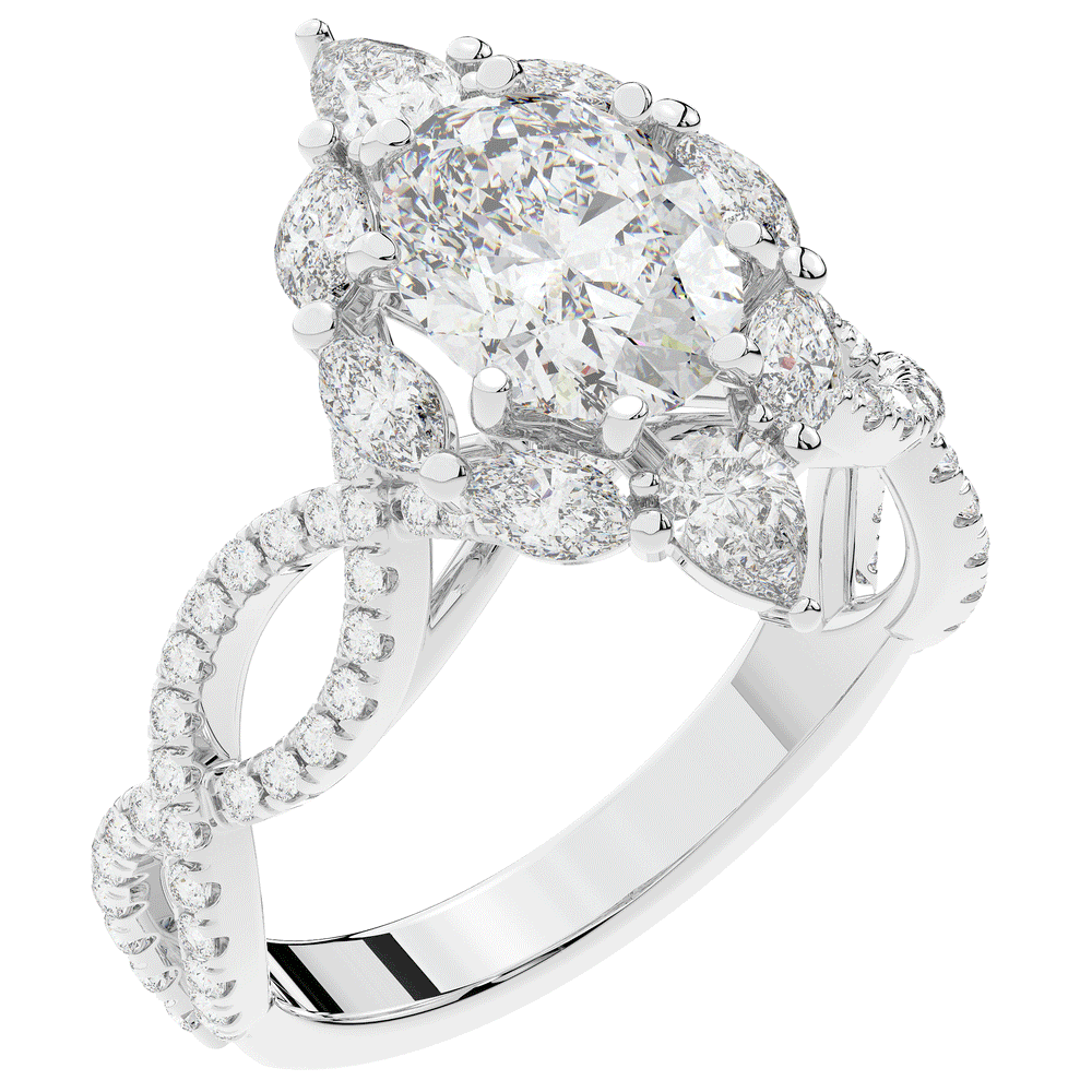 3.00CT.TW OVAL LAB DIAMOND HALO ENGAGEMENT RING - Nazarelle