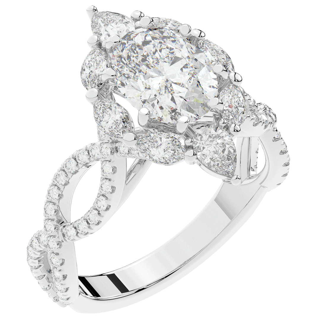 3.00CT.TW OVAL LAB DIAMOND HALO ENGAGEMENT RING - Nazarelle