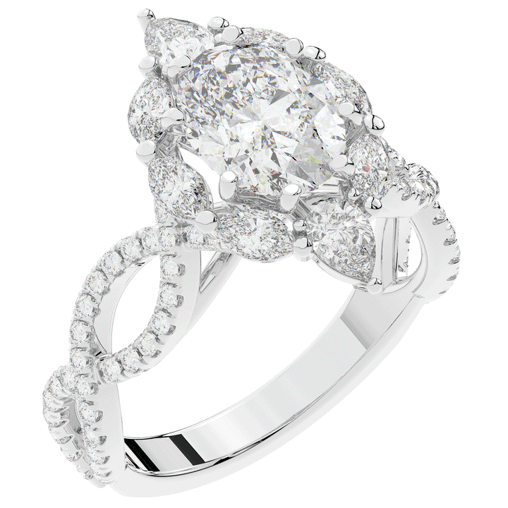 3.00CT.TW OVAL LAB DIAMOND HALO ENGAGEMENT RING - Nazarelle