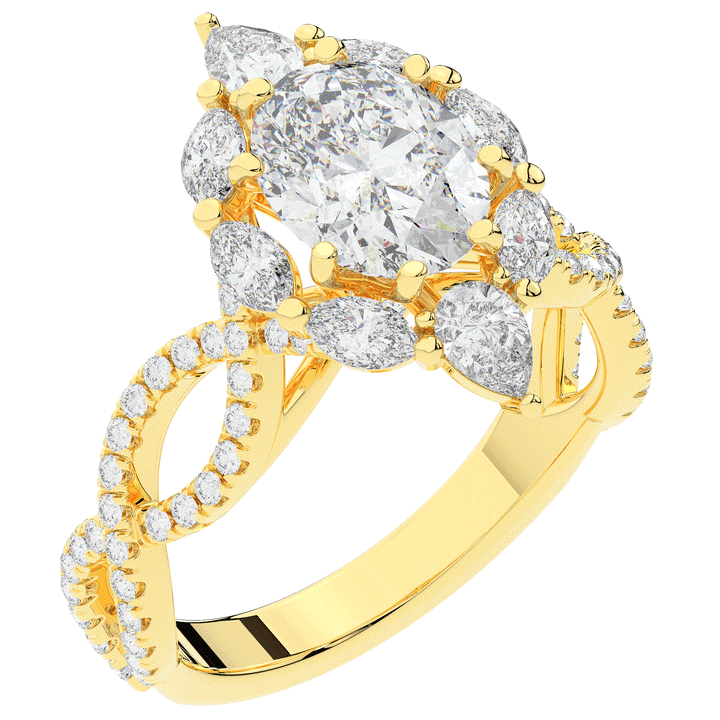 3.00CT.TW OVAL LAB DIAMOND HALO ENGAGEMENT RING - Nazarelle