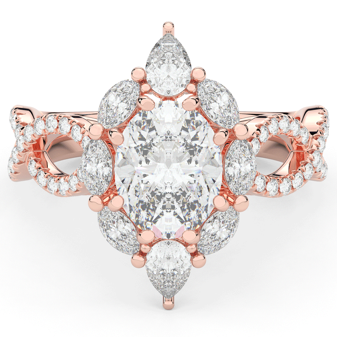 3.00CT.TW OVAL LAB DIAMOND HALO ENGAGEMENT RING - Nazarelle