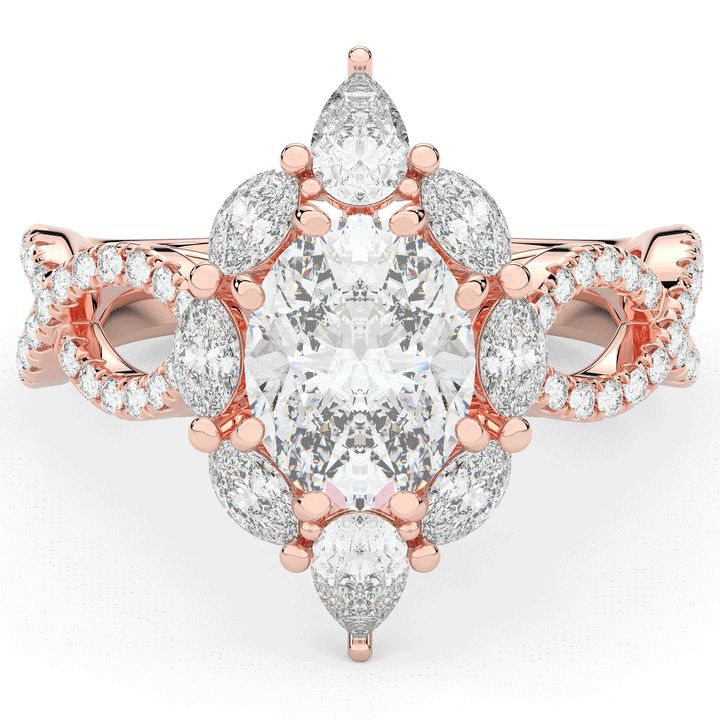 3.00CT.TW OVAL LAB DIAMOND HALO ENGAGEMENT RING - Nazarelle