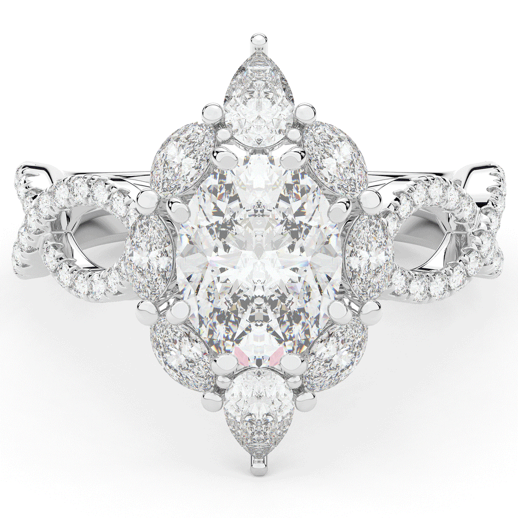 3.00CT.TW OVAL LAB DIAMOND HALO ENGAGEMENT RING - Nazarelle