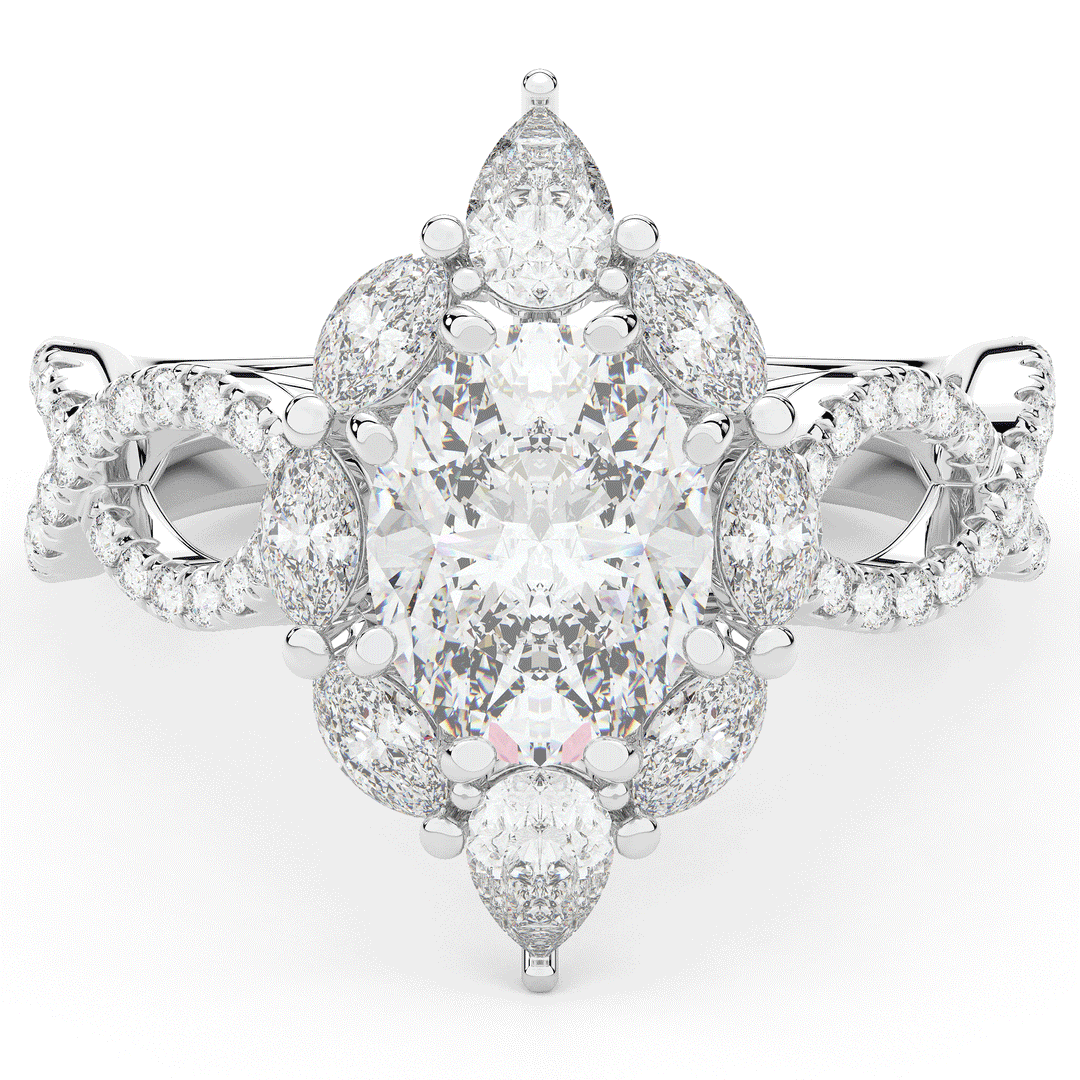3.00CT.TW OVAL LAB DIAMOND HALO ENGAGEMENT RING - Nazarelle