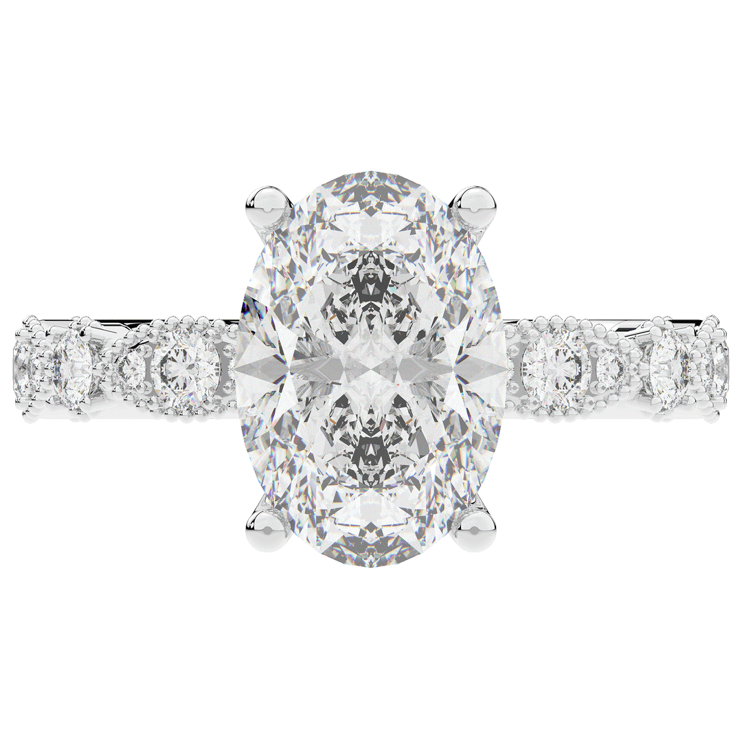 3.50CT.TW OVAL LAB DIAMOND SOLITAIRE ENGAGEMENT RING - Nazarelle
