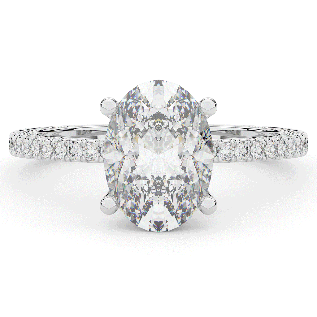 3.15CT.TW OVAL LAB DIAMOND SOLITAIRE ENGAGEMENT RING - Nazarelle