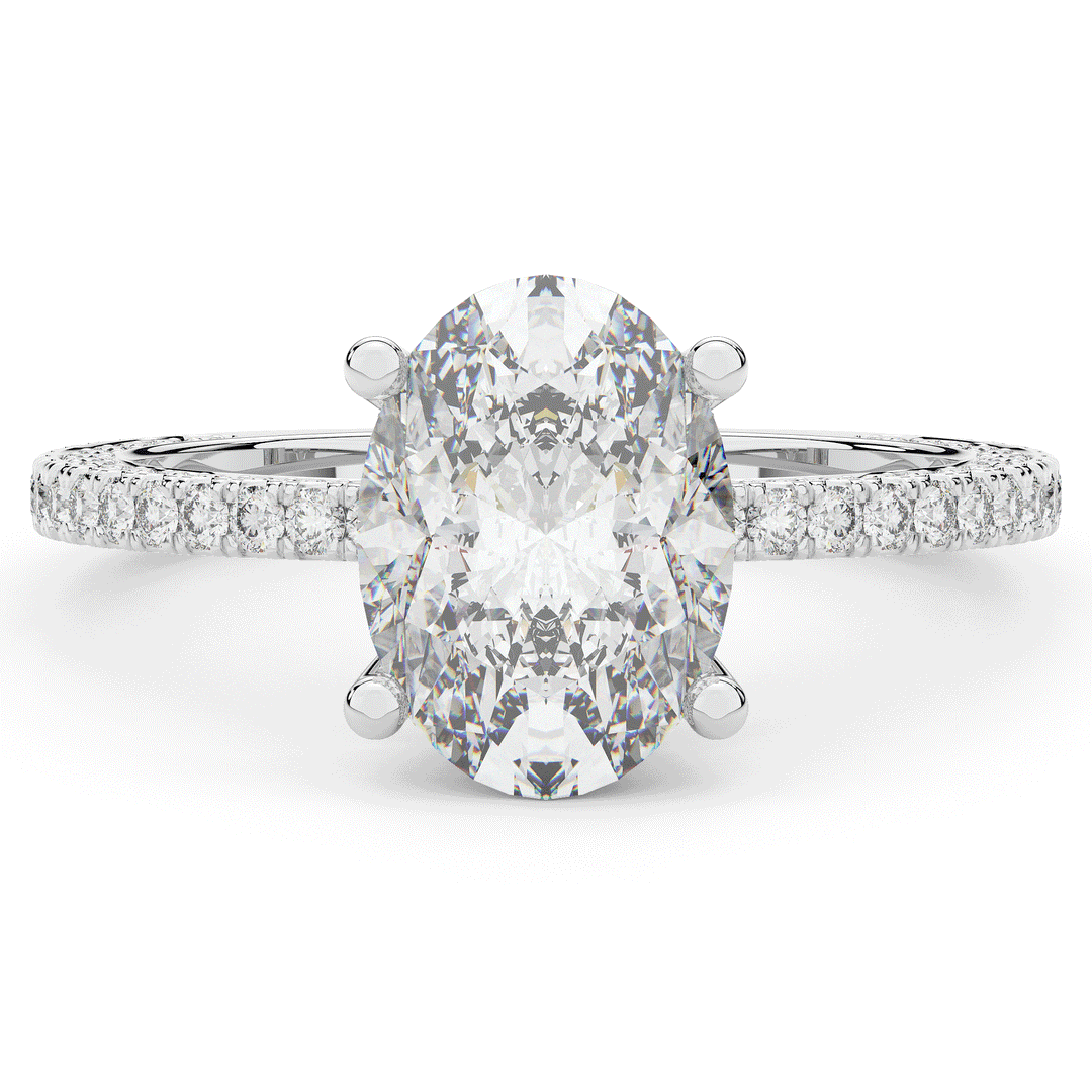 3.15CT.TW OVAL LAB DIAMOND SOLITAIRE ENGAGEMENT RING - Nazarelle