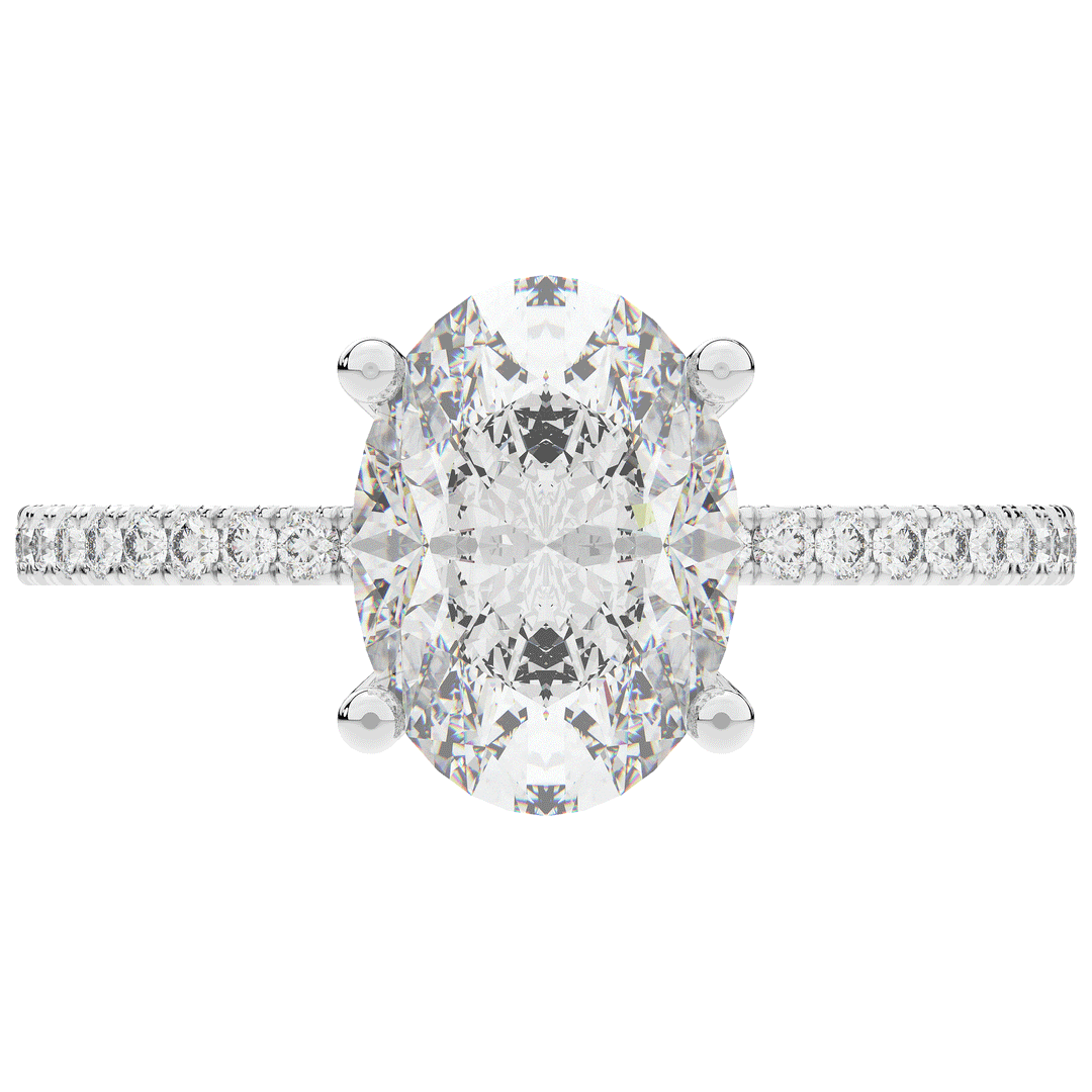 3.15CT.TW OVAL LAB DIAMOND SOLITAIRE ENGAGEMENT RING - Nazarelle