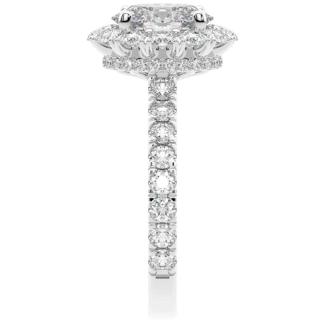 3.40CT.TW OVAL LAB DIAMOND HALO ENGAGEMENT RING - Nazarelle