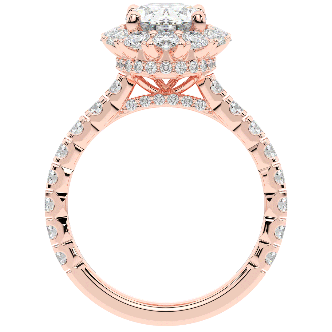3.40CT.TW OVAL LAB DIAMOND HALO ENGAGEMENT RING - Nazarelle
