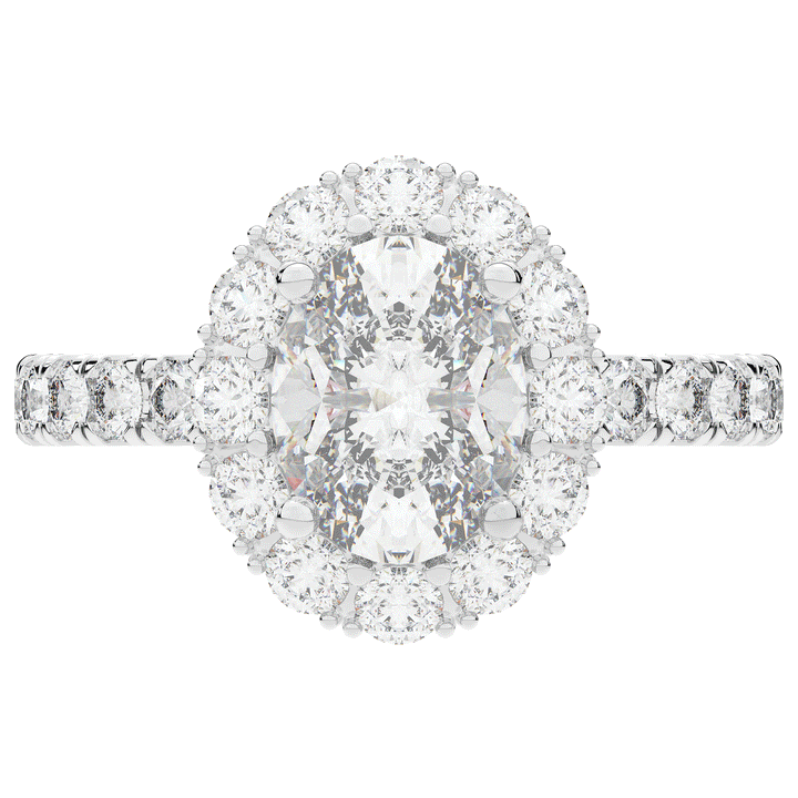 3.40CT.TW OVAL LAB DIAMOND HALO ENGAGEMENT RING - Nazarelle