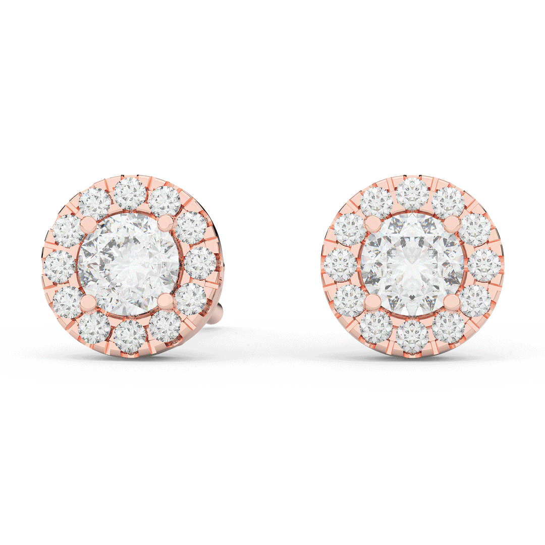 0.75CT.TW ROUND LAB DIAMOND HALO STUD EARRINGS - Nazarelle