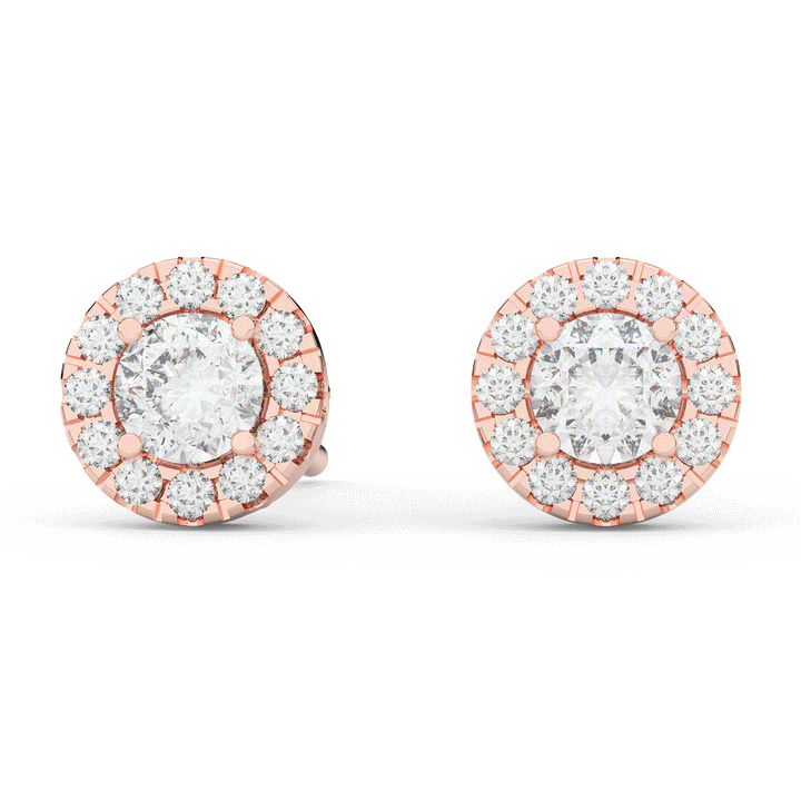 0.75CT.TW ROUND LAB DIAMOND HALO STUD EARRINGS - Nazarelle