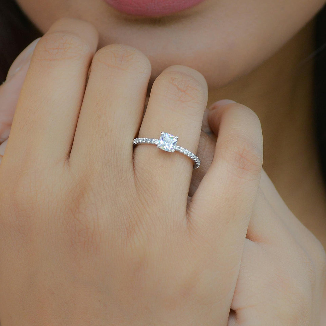 2 Carat Lab Grown Princess Cut Diamond Engagement Ring