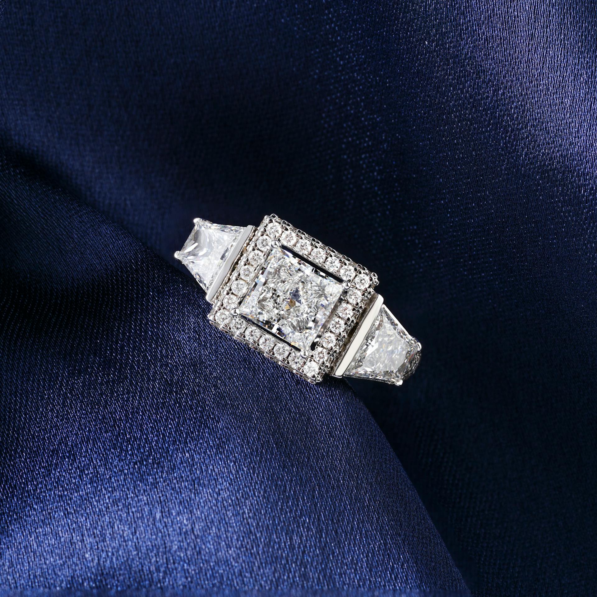 1 Carat Lab Grown Princess Cut Diamond Engagement Ring