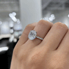 4.70CT.TW OVAL LAB DIAMOND UNDERHALO SOLITAIRE ENGAGEMENT RING - Nazarelle