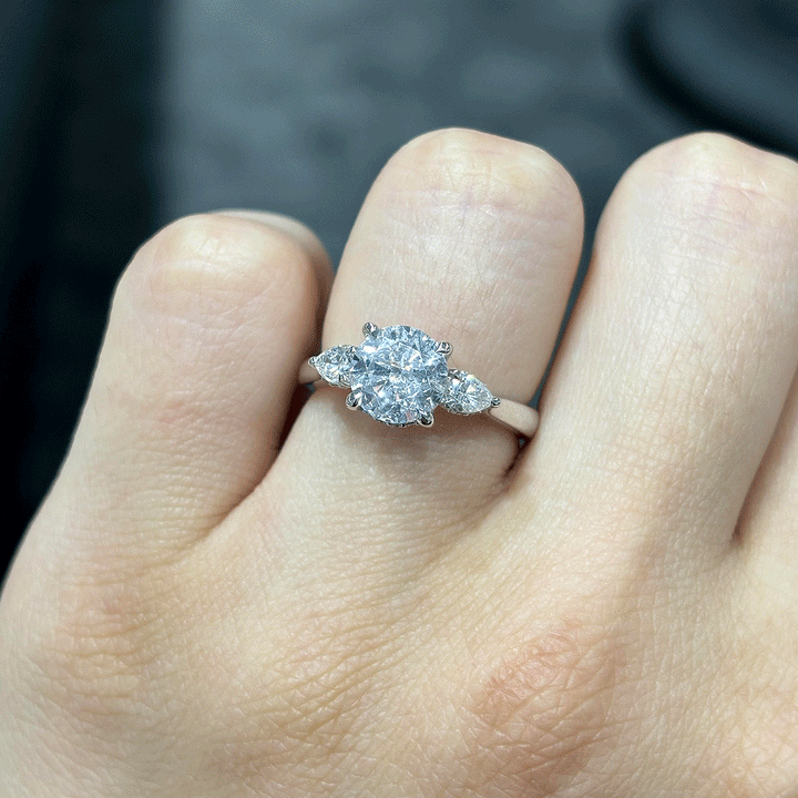 2.40CT.TW ROUND LAB DIAMOND 3 STONE ENGAGEMENT RING - Nazarelle