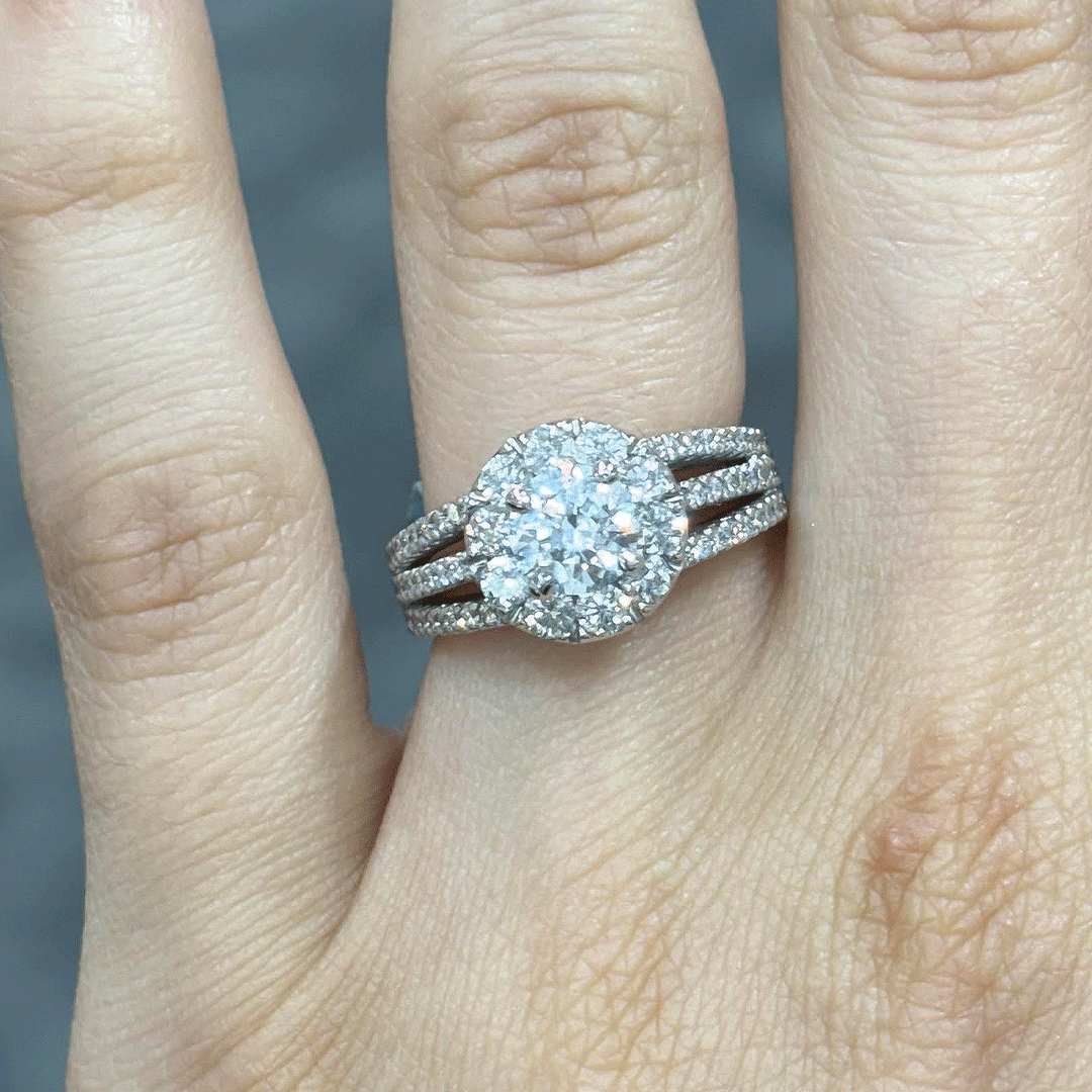 1.95CT.TW ROUND LAB DIAMOND HALO ENGAGEMENT RING - Nazarelle