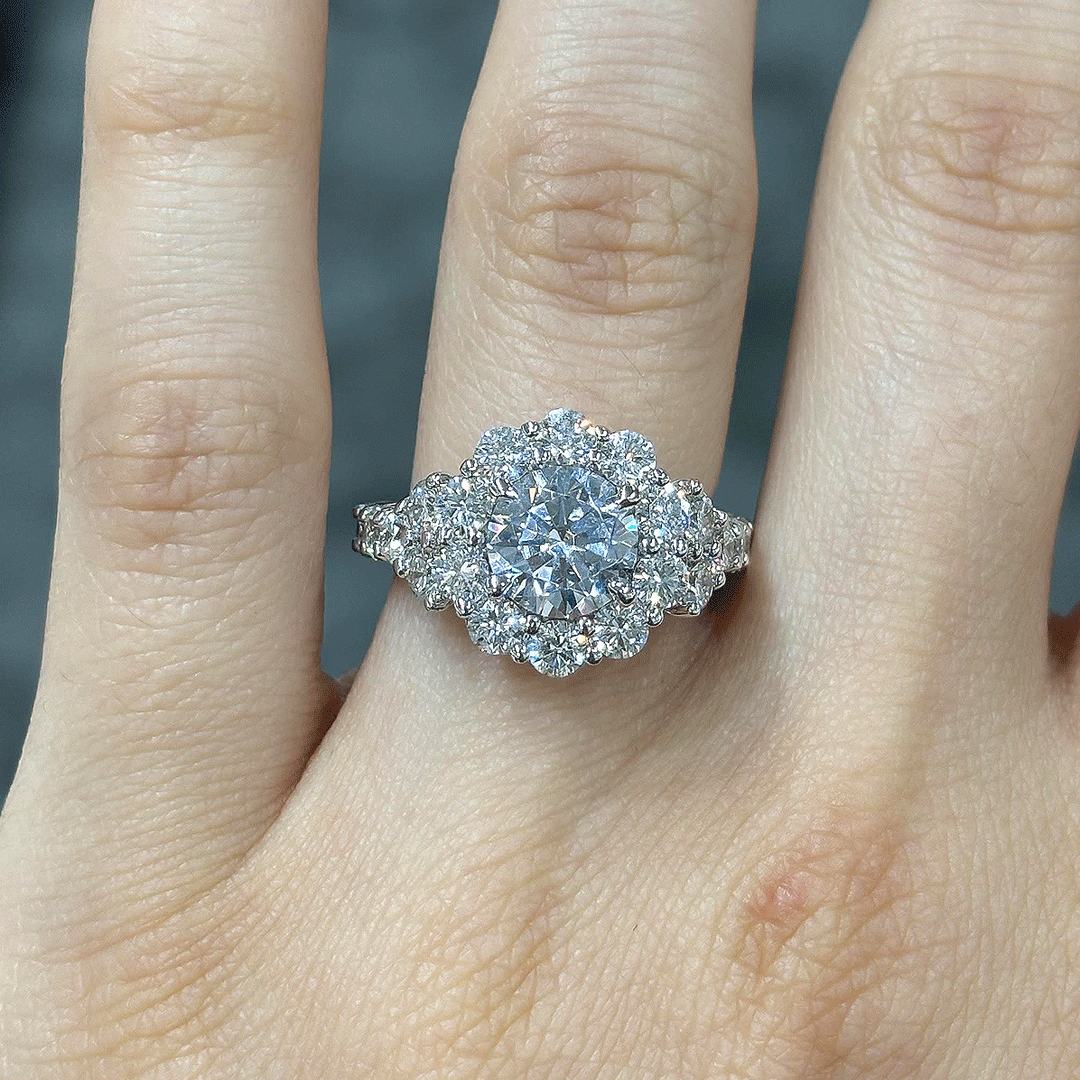 4.75CT.TW ROUND LAB DIAMOND HALO ENGAGEMENT RING - Nazarelle