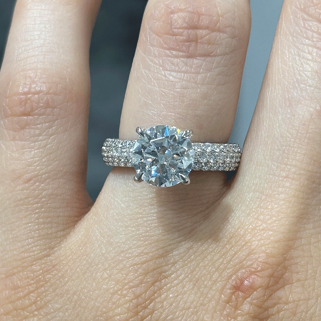 4.80CT.TW ROUND LAB DIAMOND UNDERHALO ENGAGEMENT RING - Nazarelle
