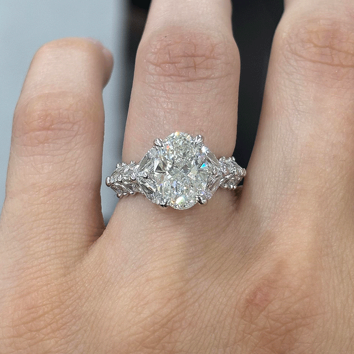 5.25CT.TW OVAL LAB DIAMOND HALO ENGAGEMENT RING - Nazarelle