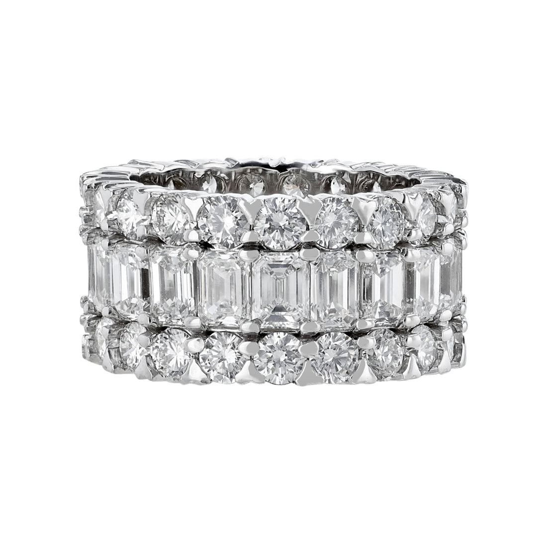 Triple Row Round & Baguette Diamond Band - Nazarelle